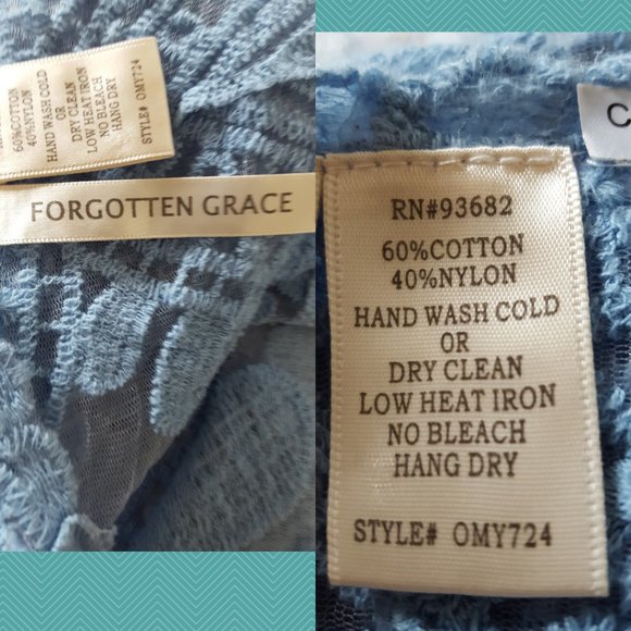 Forgotten Grace Blue Floral Embroidered Lace Open Front Long Cardigan - Picture 4 of 4